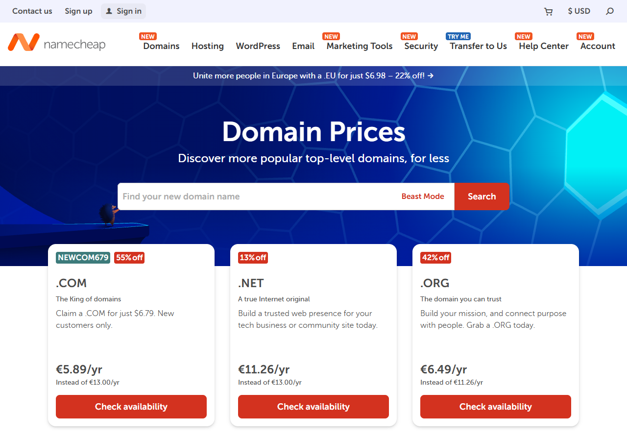 Namecheap 域名購買截圖